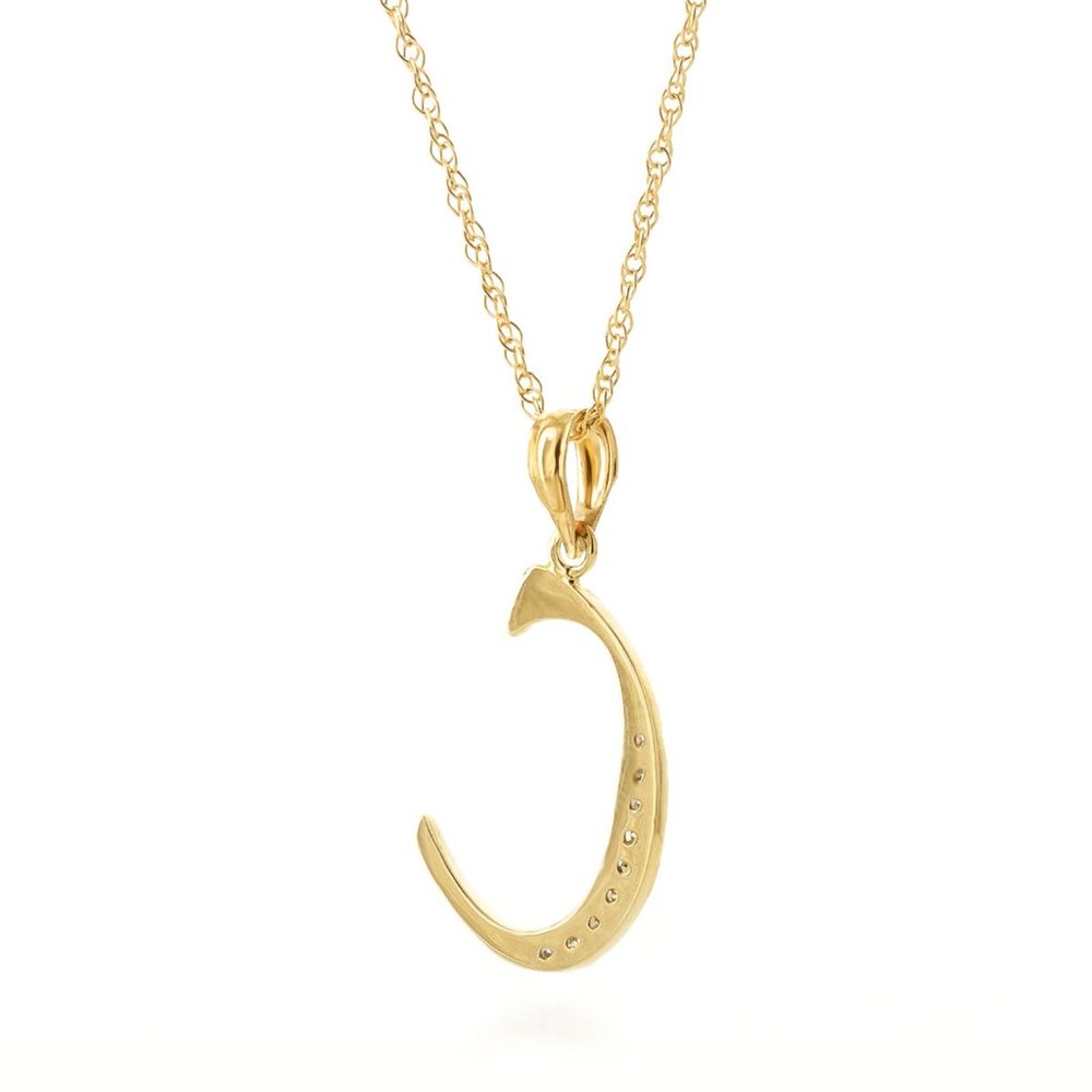 14k Gold Necklace Diamonds Initial "C" Pendant - Picture 4 of 8
